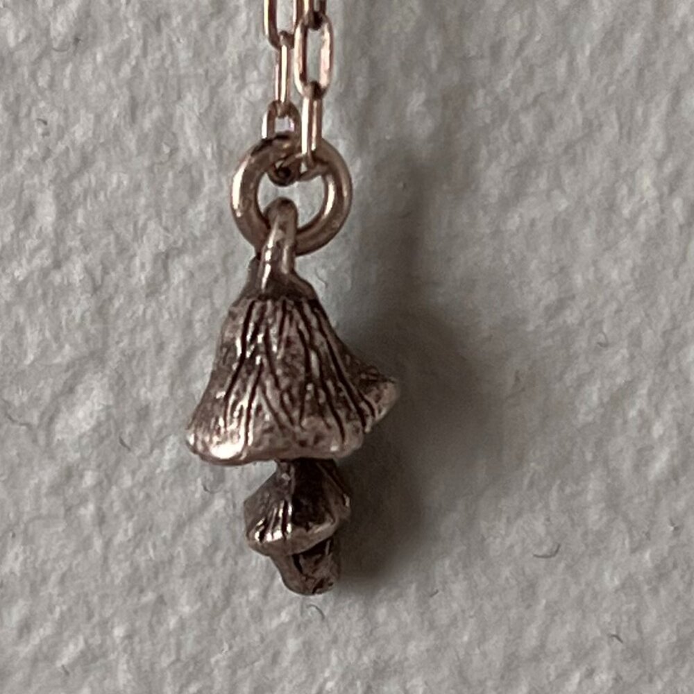 Tiny silver mushroom necklace
